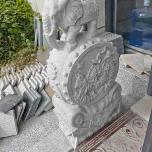 咸宁芝麻白抱鼓石 庭院抱鼓石