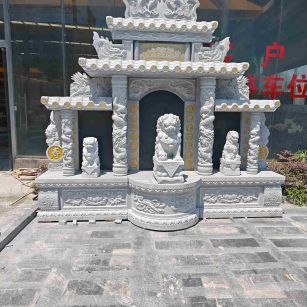 咸宁芝麻白中国黑石材套墓 花岗岩墓碑